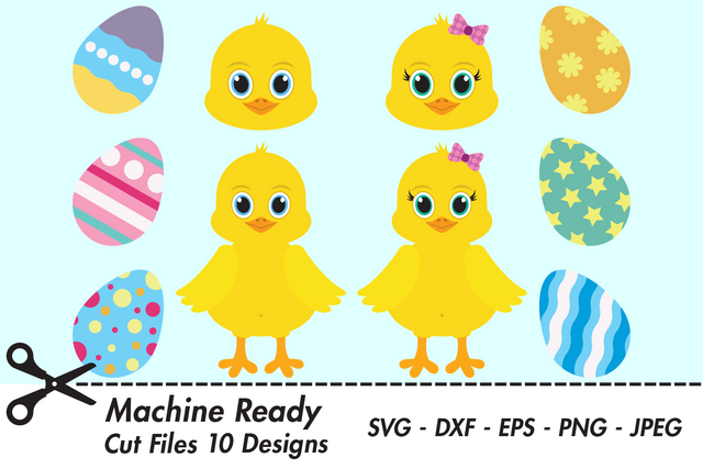 Cute Chicks With Easter Eggs | Easter SVG SVG Captain Creative 