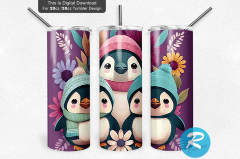 Cute Children Baby Penguins 20 oz / 30 oz Tumbler PNG Sublimation Regulrcrative 