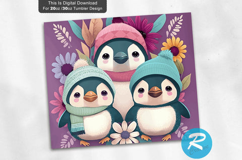 Cute Children Baby Penguins 20 oz / 30 oz Tumbler PNG Sublimation Regulrcrative 
