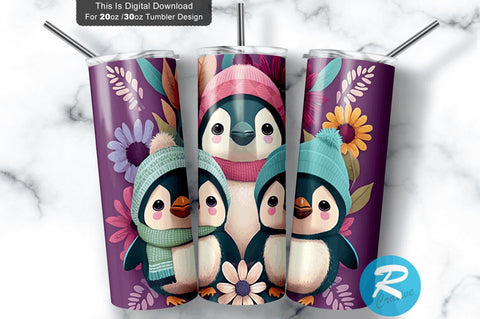 Cute Children Baby Penguins 20 oz / 30 oz Tumbler PNG Sublimation Regulrcrative 