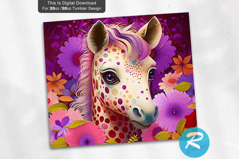 Cute Children Big Eyes Baby Horses 20 oz / 30 oz Tumbler PNG Sublimation Regulrcrative 