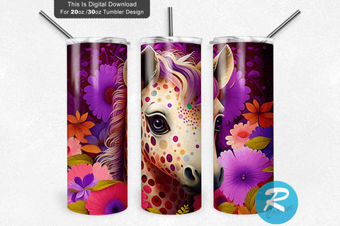 Cute Children Big Eyes Baby Horses 20 oz / 30 oz Tumbler PNG Sublimation Regulrcrative 