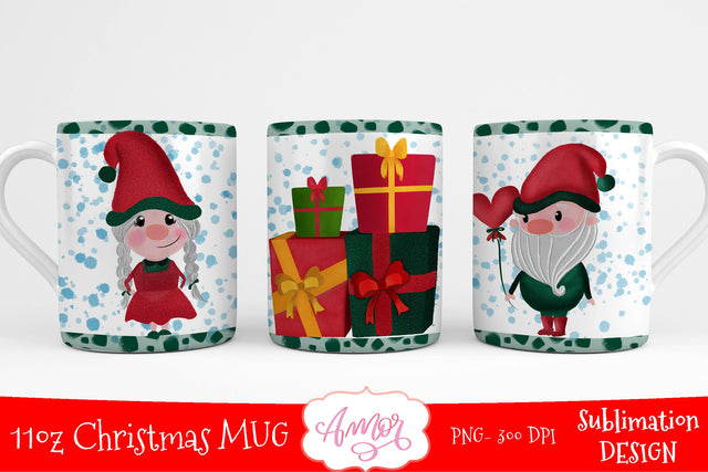 Cute Christmas 11oz mug sublimation template Sublimation Amorclipart 