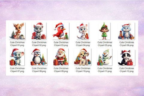 Cute Christmas Animals Clipart Bundle & Sublimation Designs Sublimation OrangeBrushStudio 