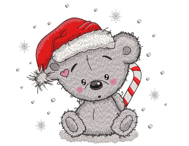 Cute Christmas Bear Embroidery Design, 3 sizes, Instant Download Embroidery/Applique DESIGNS Nino Nadaraia 
