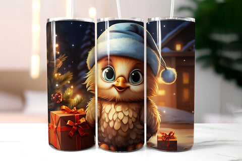 Cute Christmas Bird Tumbler Wrap Design Sublimation Designs by Ira 