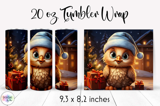 Cute Christmas Bird Tumbler Wrap Design Sublimation Designs by Ira 