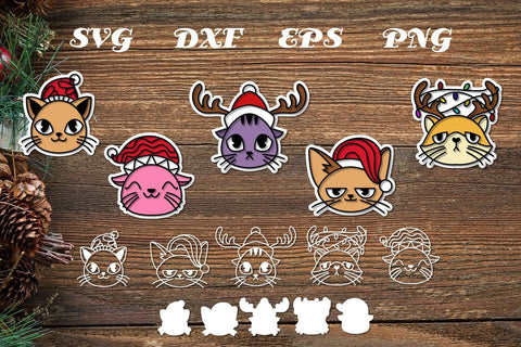 cute christmas cat head,svg, cut file SVG dadan_pm 