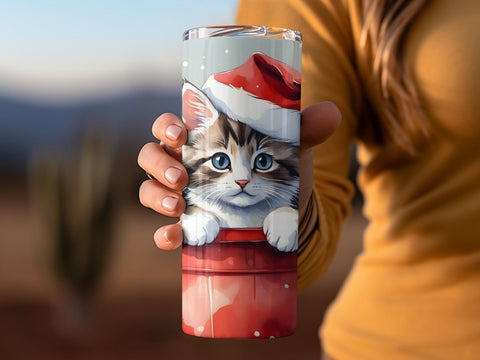 Cute Christmas Cat Tumbler wrap Sublimation Luvleigh Digitals 