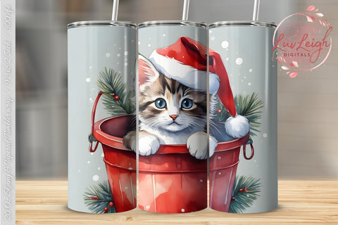 Cute Christmas Cat Tumbler wrap Sublimation Luvleigh Digitals 