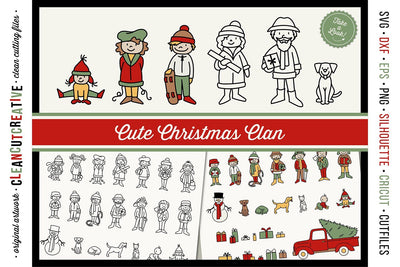 Cute Christmas Clan - Family Stick Figures People Characters SVG SVG CleanCutCreative 