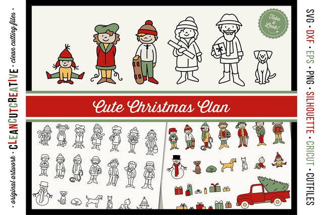 Cute Christmas Clan - Family Stick Figures People Characters SVG SVG CleanCutCreative 