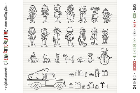 Cute Christmas Clan - Family Stick Figures People Characters SVG SVG CleanCutCreative 