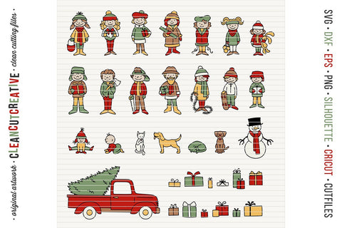 Cute Christmas Clan - Family Stick Figures People Characters SVG SVG CleanCutCreative 