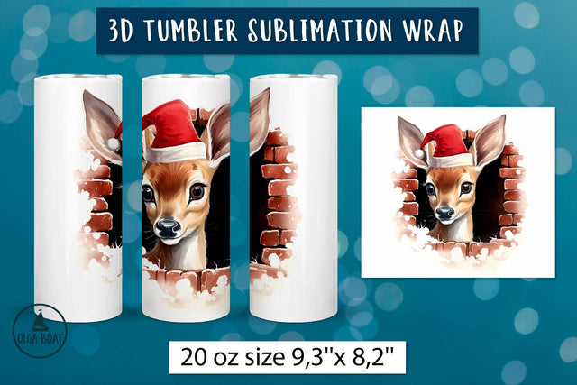 Cute Christmas deer tumbler | Christmas tumbler Sublimation Olga Boat Design 