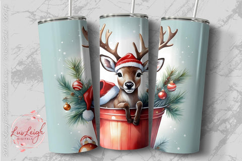 Cute Christmas deer Tumbler wrap Sublimation Luvleigh Digitals 