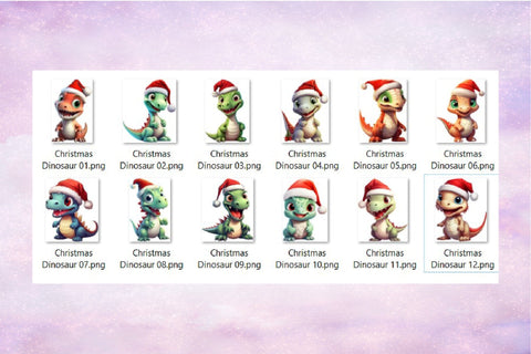 Cute Christmas Dinosaur Clipart Bundle - Dino with Santa Hat Sublimation OrangeBrushStudio 