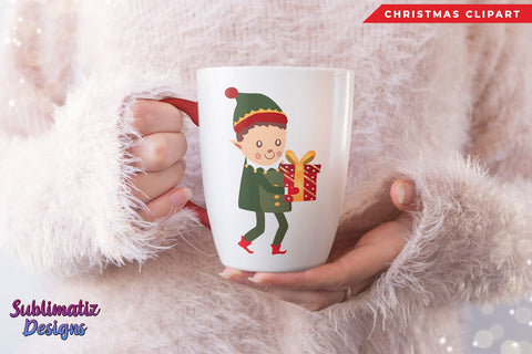 Cute Christmas Elf on Santa Workshop Clipart Bundle Sublimation Sublimation Sublimatiz Designs 