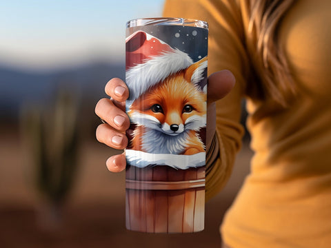 Cute Christmas Fox Tumbler wrap PNG Sublimation Luvleigh Digitals 