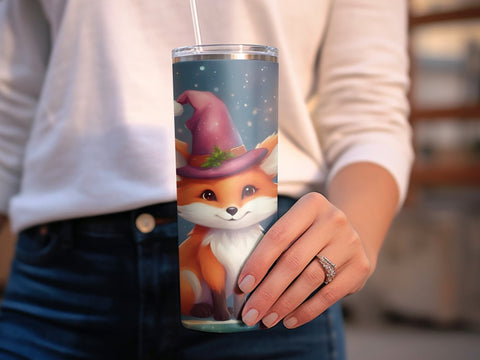 Cute Christmas Fox tumbler wrap Sublimation Luvleigh Digitals 
