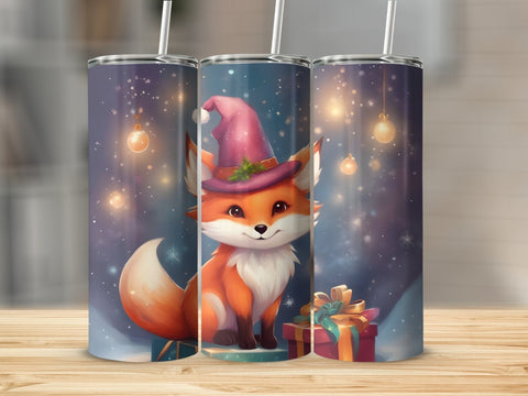 Cute Christmas Fox tumbler wrap Sublimation Luvleigh Digitals 