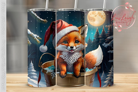 Cute Christmas Fox Tumbler wrap Sublimation Luvleigh Digitals 