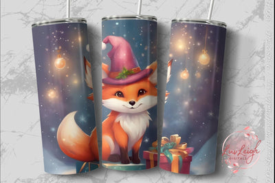 Cute Christmas Fox tumbler wrap Sublimation Luvleigh Digitals 