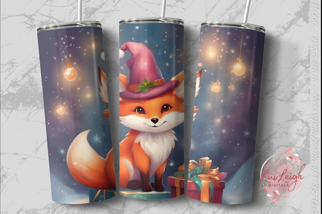 Cute Christmas Fox tumbler wrap Sublimation Luvleigh Digitals 