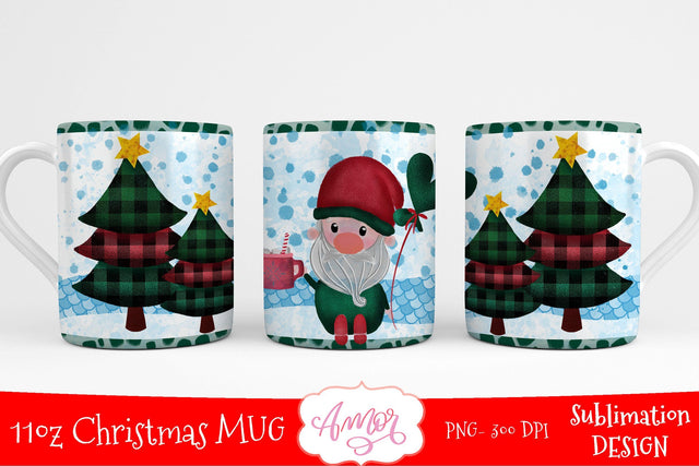 Cute Christmas gnome sublimation design for 11oz mug Sublimation Amorclipart 