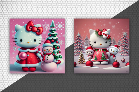 Cute Christmas Hello Kitty Paper Digital Pattern Rupkotha 