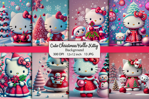 Cute Christmas Hello Kitty Paper Digital Pattern Rupkotha 