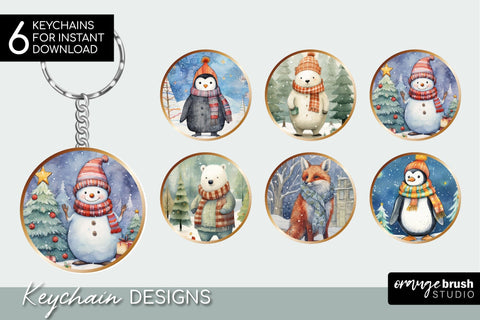 Cute Christmas Keychain Sublimation Bundle Sublimation OrangeBrushStudio 