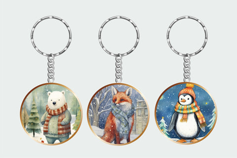 Cute Christmas Keychain Sublimation Bundle Sublimation OrangeBrushStudio 