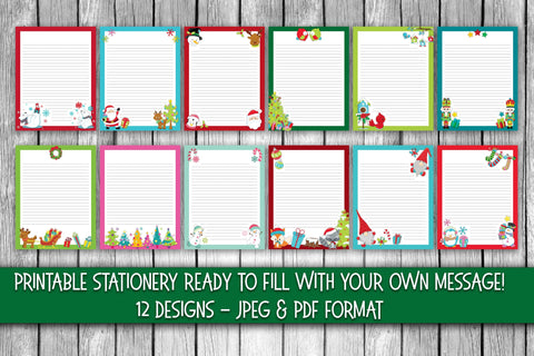 Cute Christmas Lined Letter Size Digital Paper - 12 Designs Sublimation Old Market 