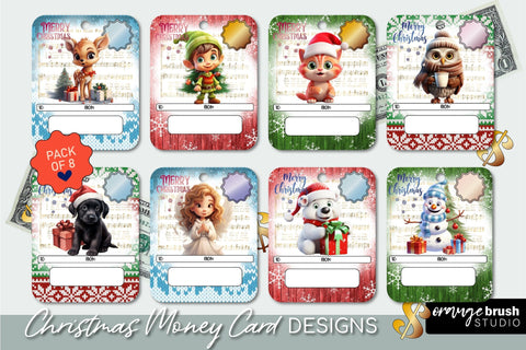 Cute Christmas Money Card, Money Card Holder PNG Bundle Sublimation OrangeBrushStudio 