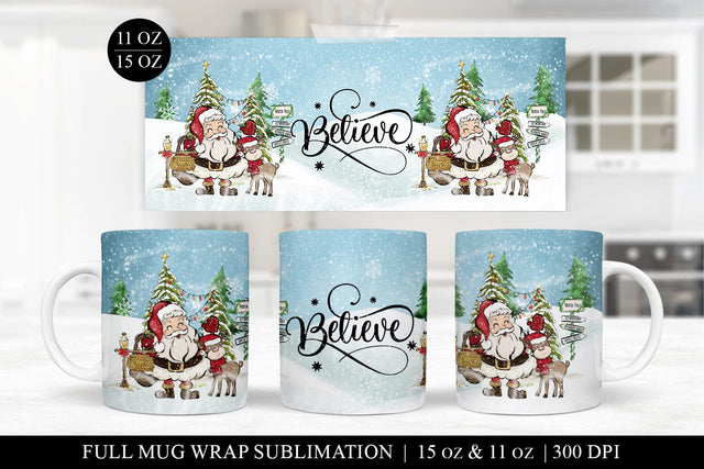 Cute Christmas Mug 11 & 15 Oz Mug Wrap Sublimation Sublimation BijouBay 