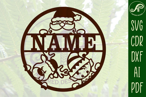 Cute Christmas Name sign svg laser cut template SVG APInspireddesigns 
