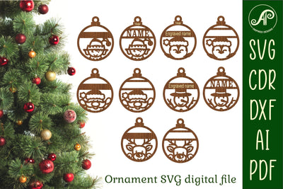 Cute Christmas Ornaments, 5 designs SVG laser cut SVG APInspireddesigns 