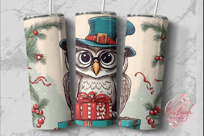 Cute Christmas Owl Tumbler wrap Sublimation Luvleigh Digitals 