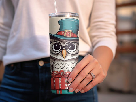 Cute Christmas Owl Tumbler wrap Sublimation Luvleigh Digitals 