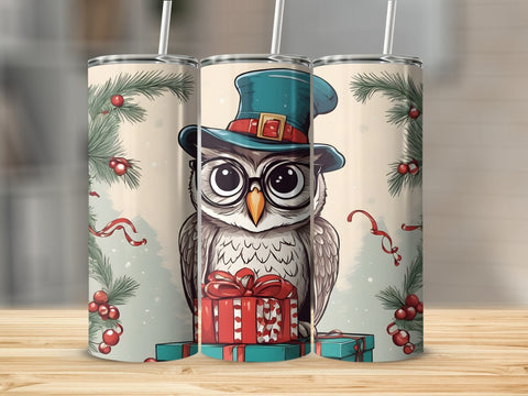 Cute Christmas Owl Tumbler wrap Sublimation Luvleigh Digitals 