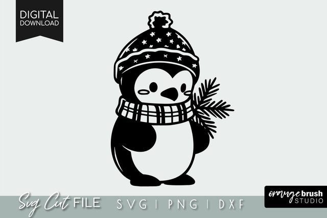 Cute Christmas Penguin SVG Cut File For Cricut Baby Pinguin SVG OrangeBrushStudio 