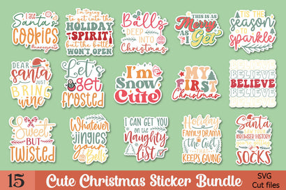 Cute Christmas Quotes Sticker Bundle SVG etcify 