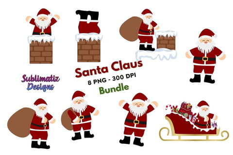 Cute Christmas Santa Claus Clipart Bundle Sublimation Sublimation Sublimatiz Designs 