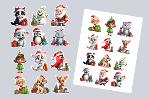Cute Christmas Stickers Bundle | Printable PNG Designs Sublimation OrangeBrushStudio 