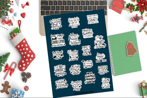 Cute Christmas Stickers- Christmas Planner Stickers SVG Happy Printables Club 