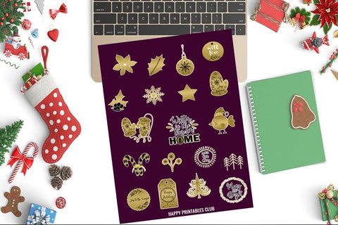 Cute Christmas Stickers- Christmas Planner Stickers SVG Happy Printables Club 