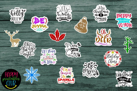 Cute Christmas Stickers- Christmas Planner Stickers SVG Happy Printables Club 