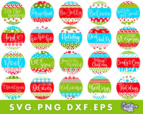 Cute Christmas Svg Bundle Round Sign, Mix And Match Designs SVG Crafty Mama Studios 