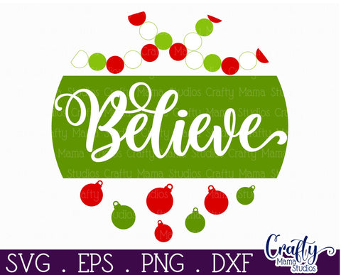 Cute Christmas Svg Round Sign | Believe Polka Dot Christmas SVG Crafty Mama Studios 